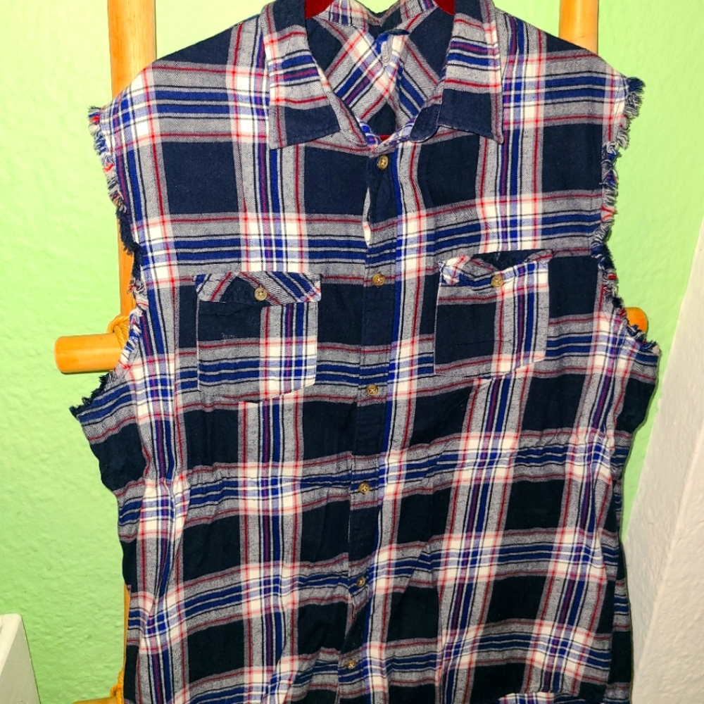 H&M plaid muscle shirt buttondown